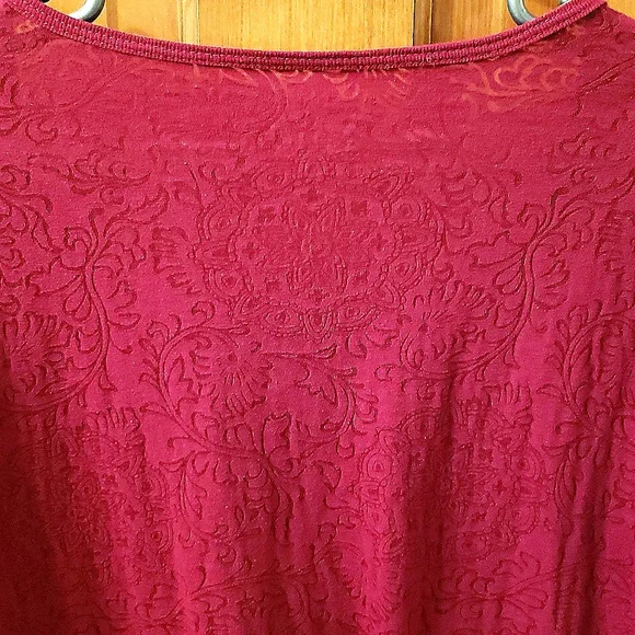 MUDD Burnout Filigree T-shirt Long Sleeve Burgundy Red Size XL - Picture 6 of 6